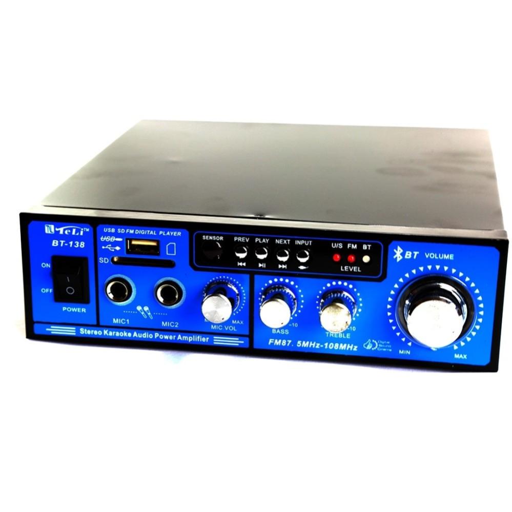 AMPLIFICATORE AUDIO STEREO 2 MICROFONI DISPLAY DIGITALE USB SD MP3 FM MA-009